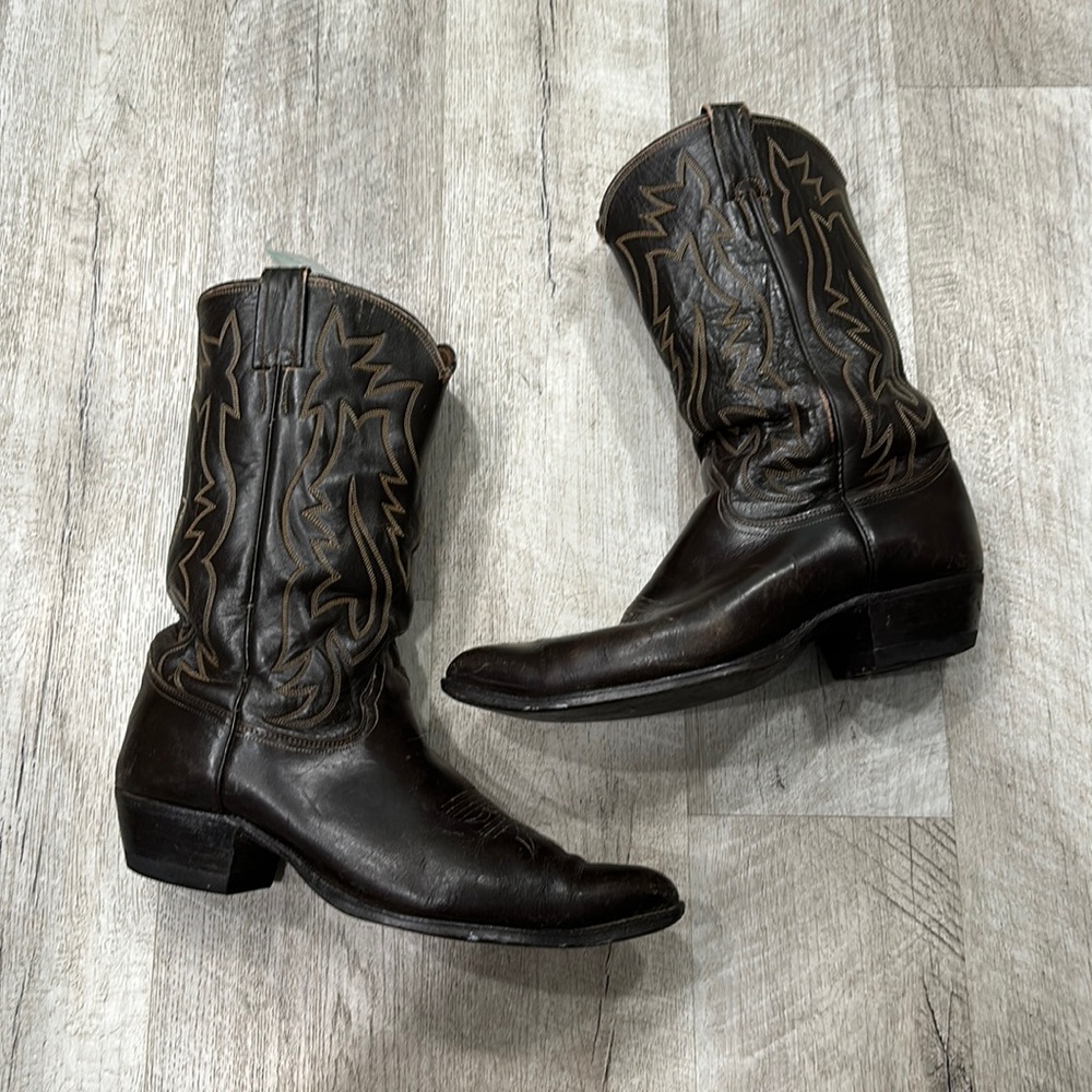Justin Boots • vintage point toe leather western cowboy boot